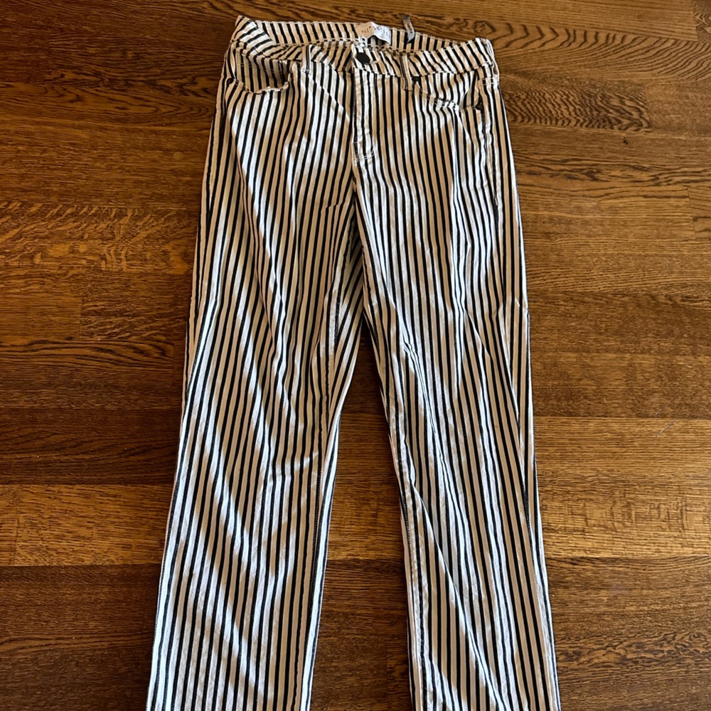 Parker Smith Straight Style Jeans - Black and White Stripes